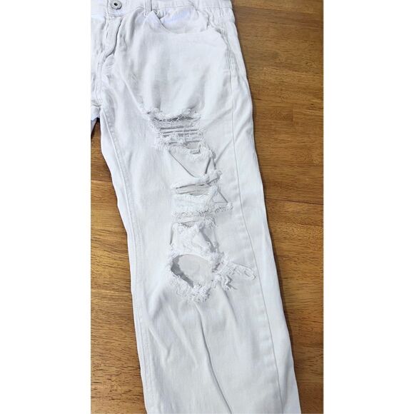 KDNK Men's Ripped Ankle Zip Tapered Leg Skinny White Jeans Light Wash Size 36 - Picture 4 of 14